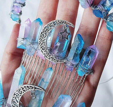 Natural Crystal Electroplating Frosted Crystal Crown Pure Ember