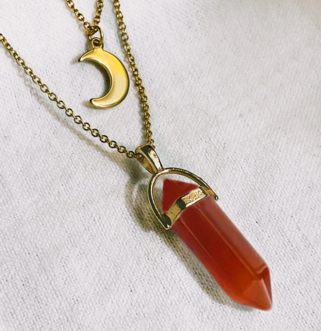 Moon Hexagonal Column Pendant Pure Ember