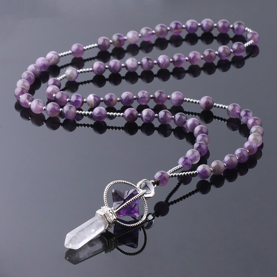 Natural White Crystal Column Natural Stone Necklace Pure Ember