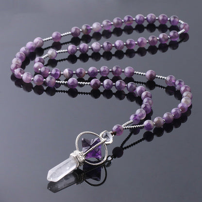 Natural White Crystal Column Natural Stone Necklace Pure Ember