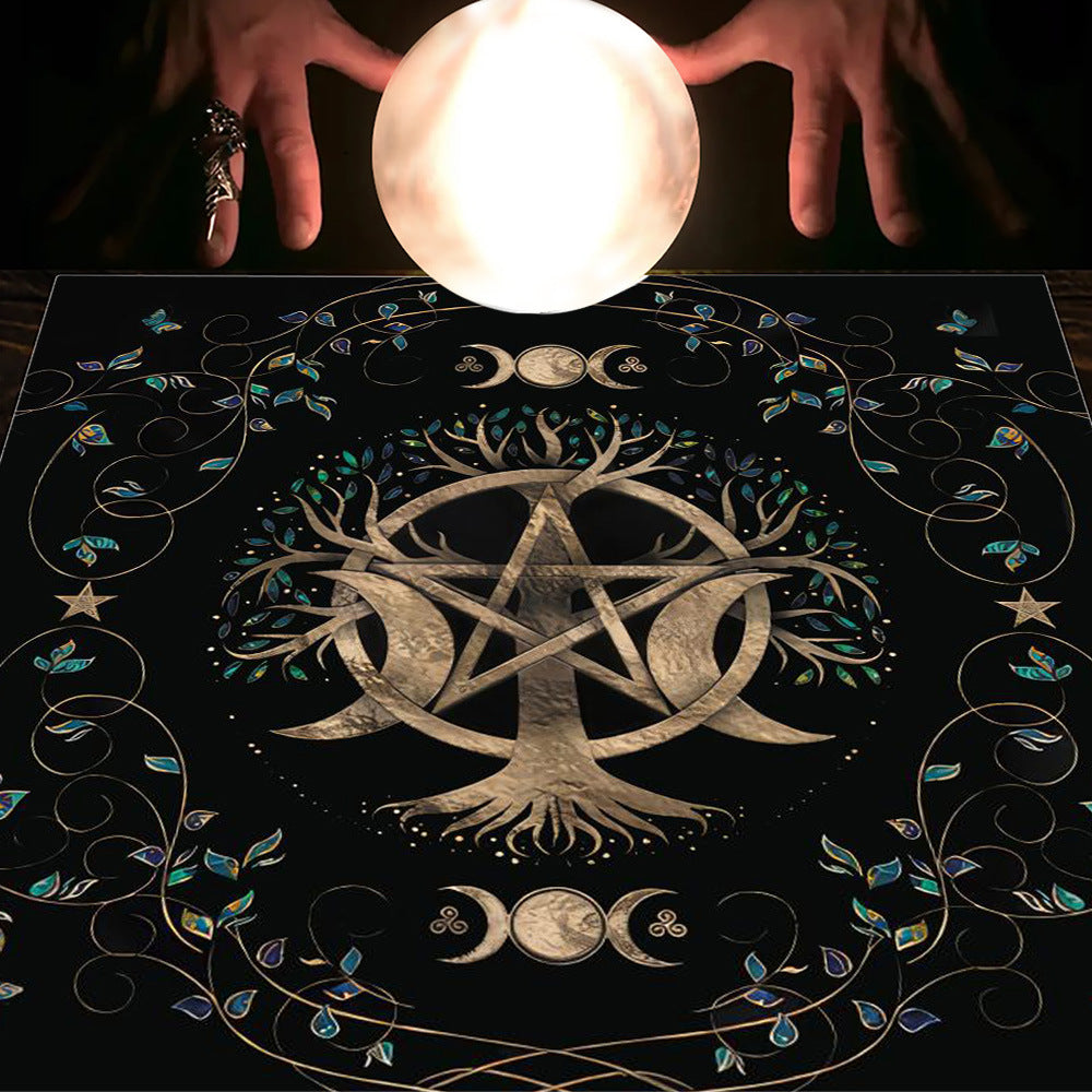 Tarot Tablecloth Cloth Cushion Tarot Moon Sun Lucky Tree Flannel Tablecloth Pure Ember