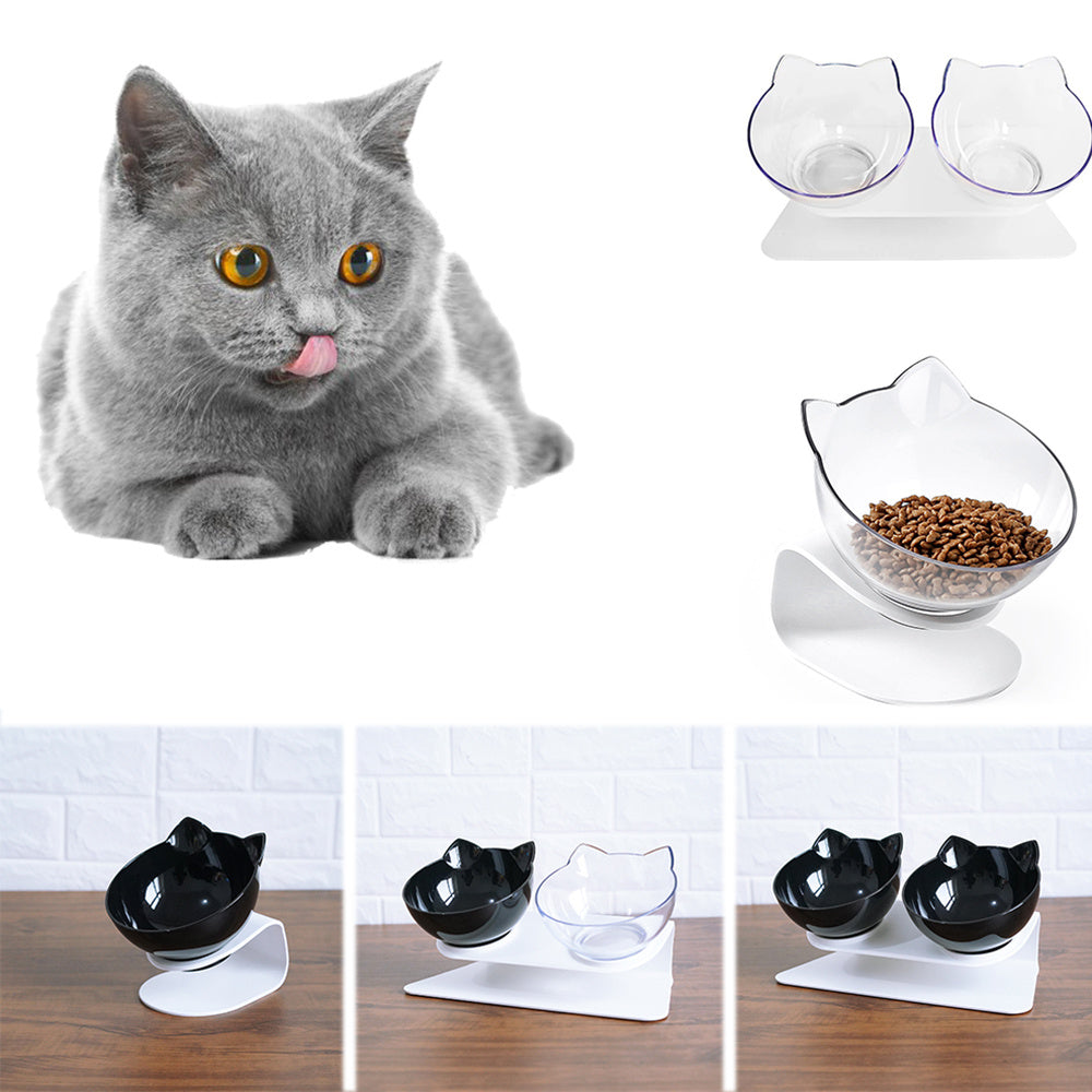 Cat Double Bowl Cat Food Bowl Protects Cervical Vertebra Pure Ember
