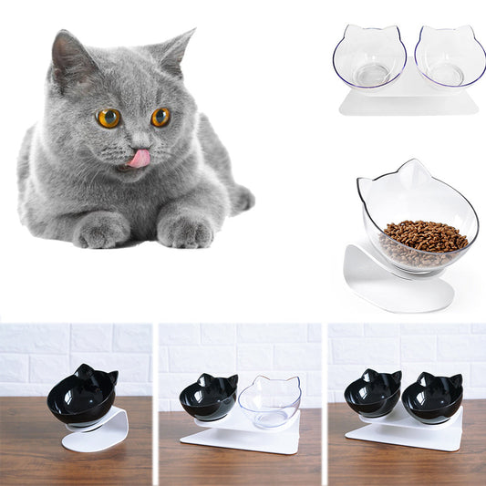 Cat Double Bowl Cat Food Bowl Protects Cervical Vertebra Pure Ember