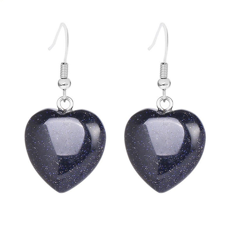 Love heart earrings natural crystal stone Pure Ember