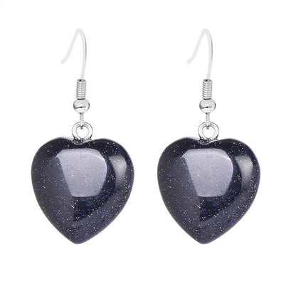 Love heart earrings natural crystal stone Pure Ember