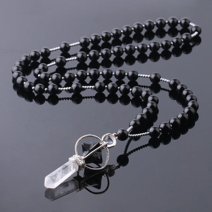 Natural White Crystal Column Natural Stone Necklace Pure Ember