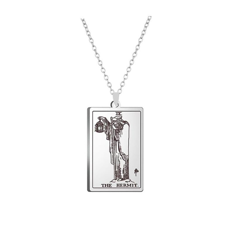 Alloy Electroplated Tarot Necklace Pure Ember the hermit card