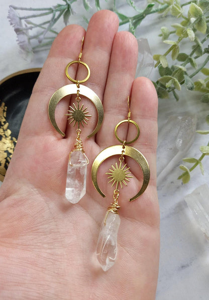 Women's Natural Crystal Hexagon Post Earrings Pure Ember