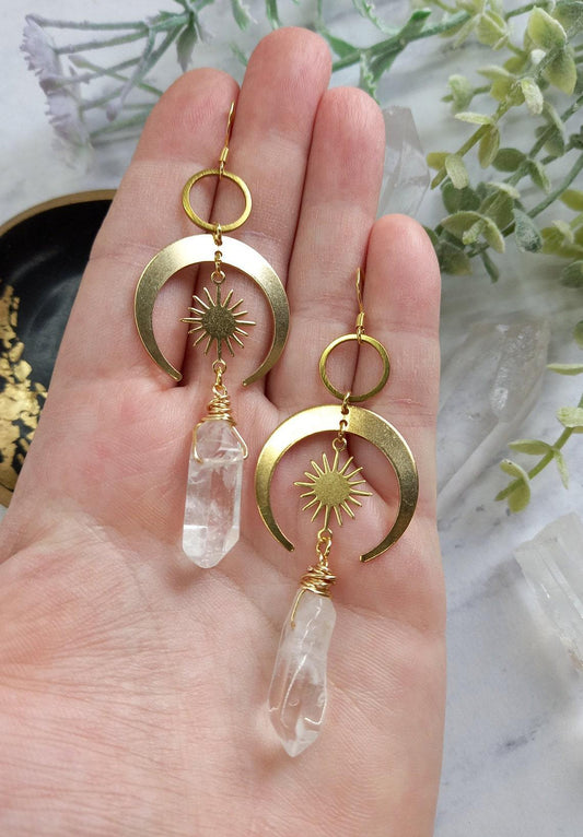 Women's Natural Crystal Hexagon Post Earrings Pure Ember