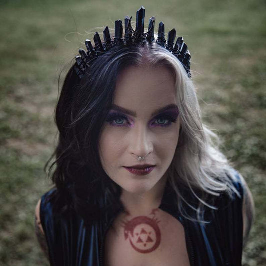 Natural Black Crystal Crown Hair Band Pure Ember