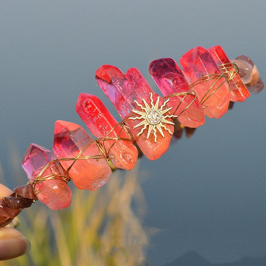 Natural Electroplated Crystal With Natural Gravel Crown Pure Ember