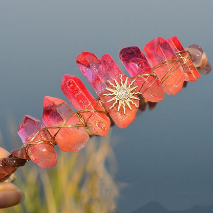 Natural Electroplated Crystal With Natural Gravel Crown Pure Ember