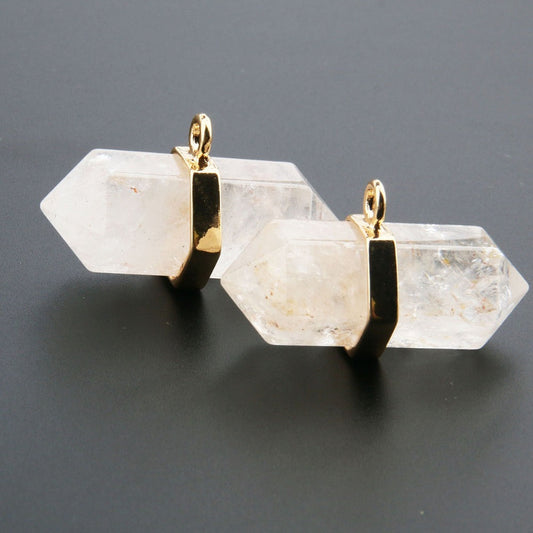 Natural Clear Quartz Crystal Hexagon Pendant Only Pure Ember