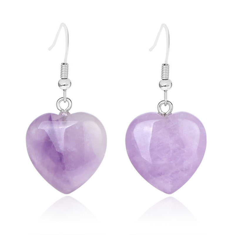Love heart earrings natural crystal stone Pure Ember