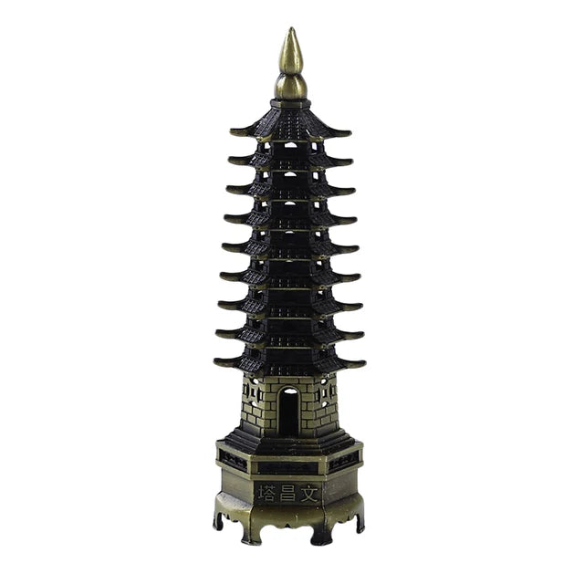 Feng Shui Alloy 3D Model China Wenchang Pagoda Tower Crafts Statue Souvenir Home Decoration Metal Handicraft