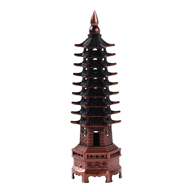 Feng Shui Alloy 3D Model China Wenchang Pagoda Tower Crafts Statue Souvenir Home Decoration Metal Handicraft