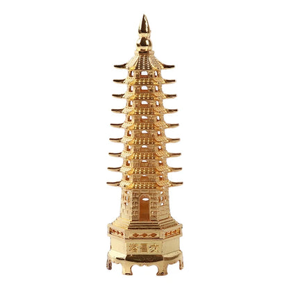 Feng Shui Alloy 3D Model China Wenchang Pagoda Tower Crafts Statue Souvenir Home Decoration Metal Handicraft