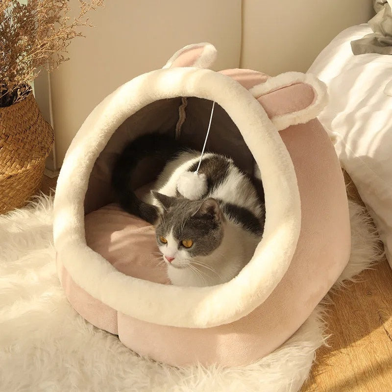 pink bunny cat bed