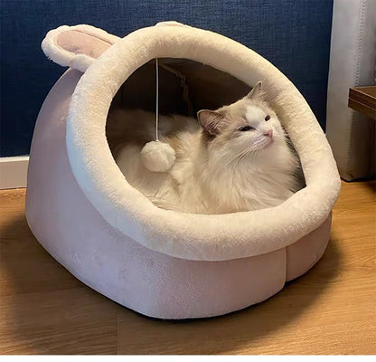 pink bunny cat bed