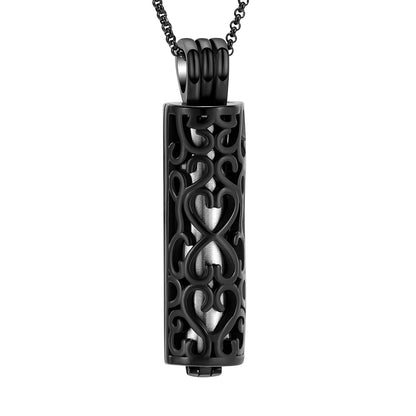 Cylinder Cremation Urn Necklace for Ashes black