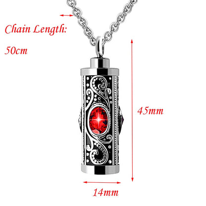 Crystal Cremation Urn Pendant Necklace red