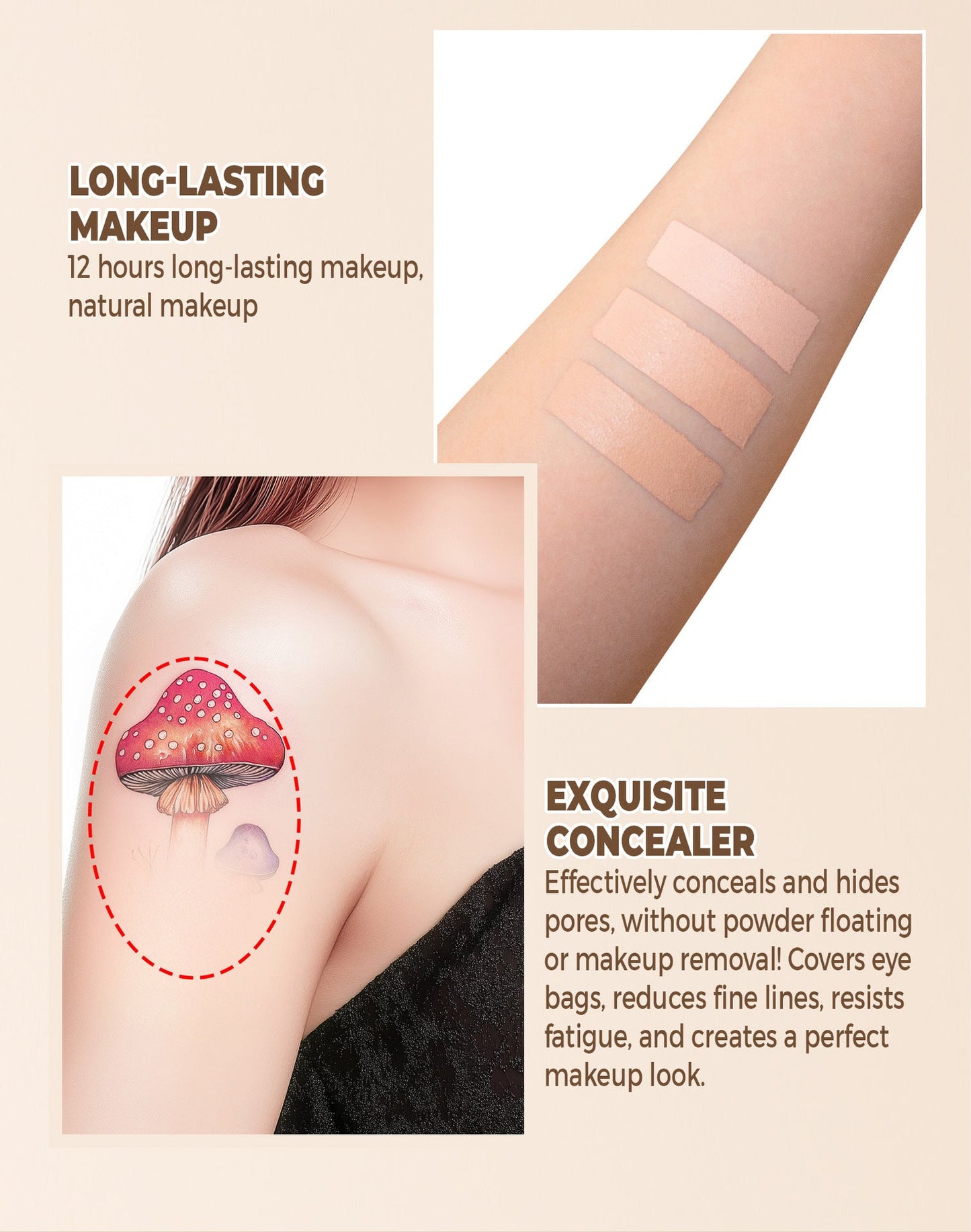 Full Coverage Concealer-waterproof,for Covers Skin Blemishes and Wrinkles and Tattoos,Regulates Skin Tone,Face Concealer Makeup Pure Ember
