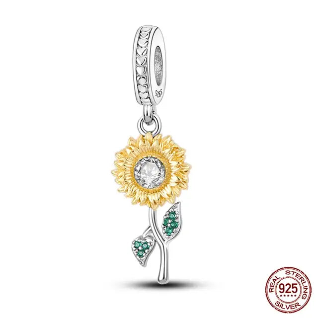 Sterling Silver Golden Sunflower Charms