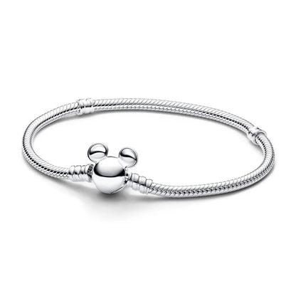 Disney Mickey Mouse Silver bracelet with a round charm on a white background