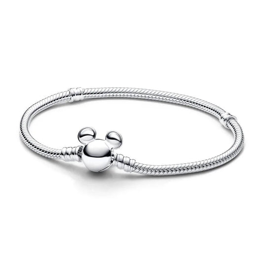 Disney Mickey Mouse Silver bracelet with a round charm on a white background