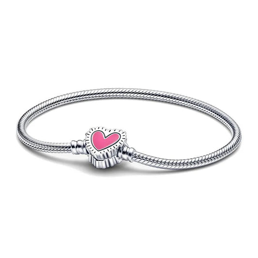 Charm Bracelet silver pink heart pandora dupe gifts for her