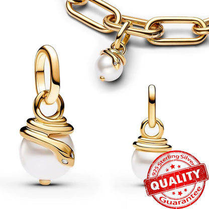 Sparkling Gold Monstera Leaf Charm Fit Original Bracelet 925 Sterling Silver Shark Tooth Mini Charms Pure Ember