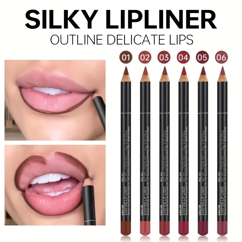 6-Colors Waterproof Matte Lip Liner - Long-Lasting, Non-Transfer Formula, Matte Finish, 6 Versatile Shades Pure Ember