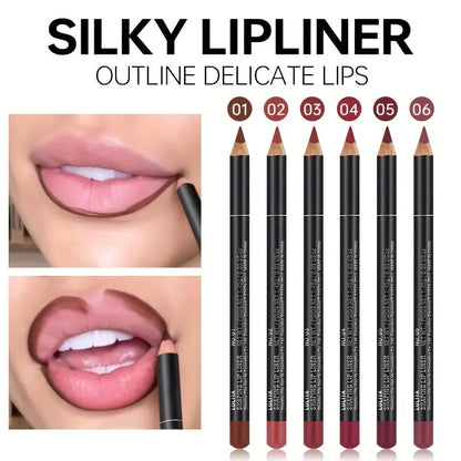 6-Colors Waterproof Matte Lip Liner - Long-Lasting, Non-Transfer Formula, Matte Finish, 6 Versatile Shades Pure Ember