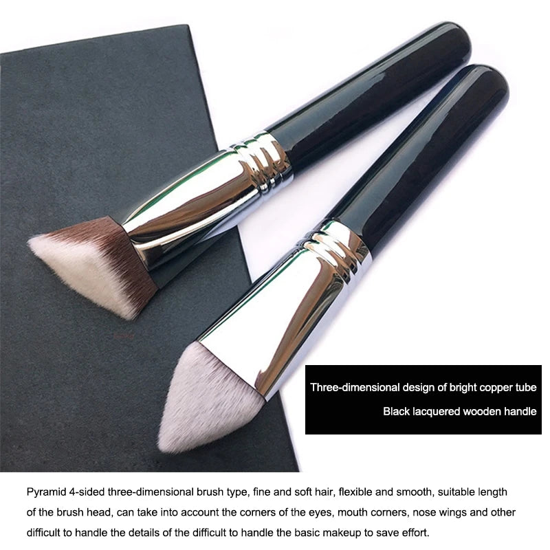 Large Angled Kabuki Foundation Brush Triangle Vegan Makeup Tool For Powder Foundation Concealer Blending And Coverage Pure Ember