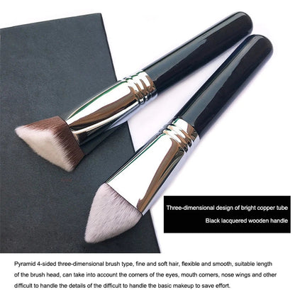 Large Angled Kabuki Foundation Brush Triangle Vegan Makeup Tool For Powder Foundation Concealer Blending And Coverage Pure Ember