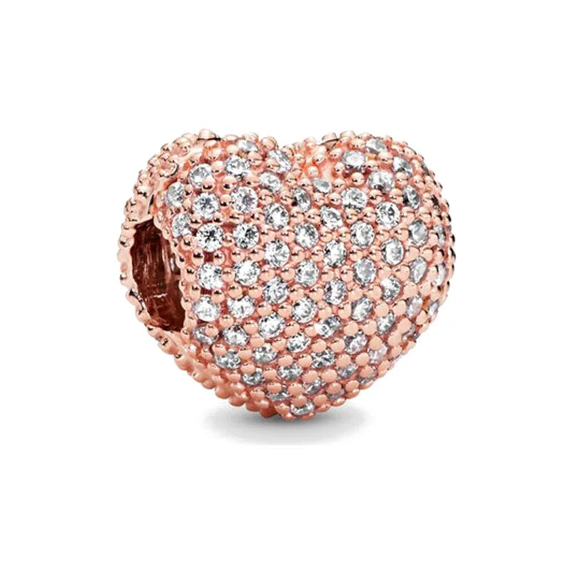 Exquisite rose gold-plated pink star moon peace heart-shaped pendants 925 silver Pure Ember