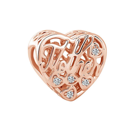 Rose Gold Series Heart-Shaped Bead Pendant Flower Charms Pure Ember