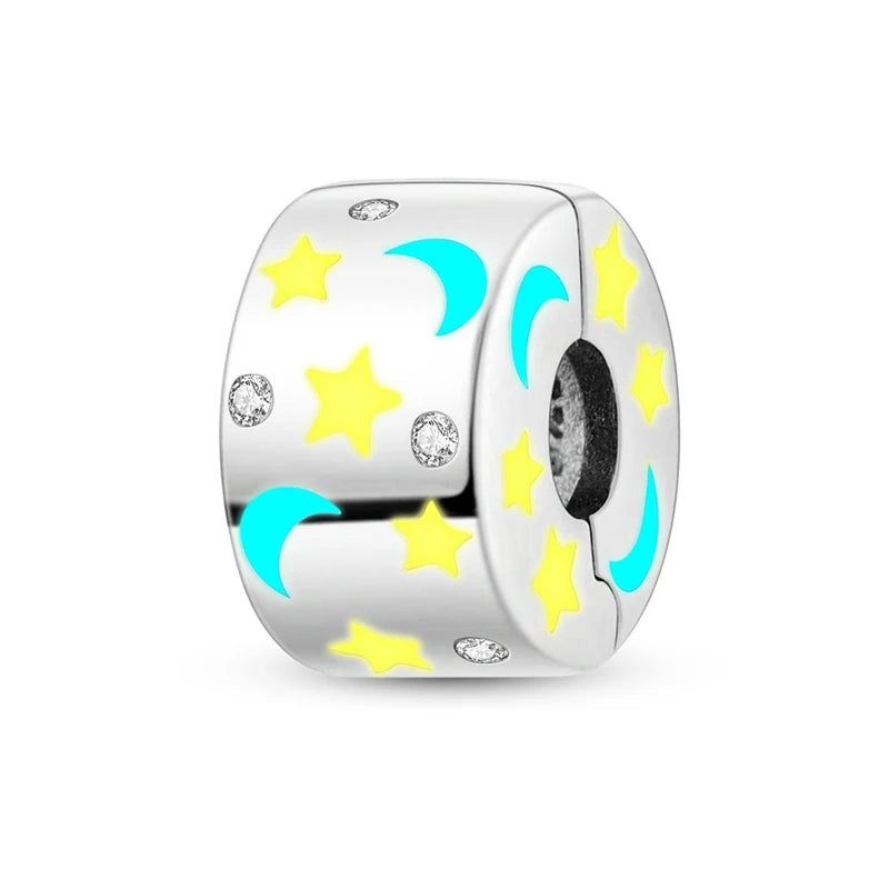 925 Sterling Silver Clasp Stone CZ Clip Charm Zircon Star Butterfly Bead Pure Ember