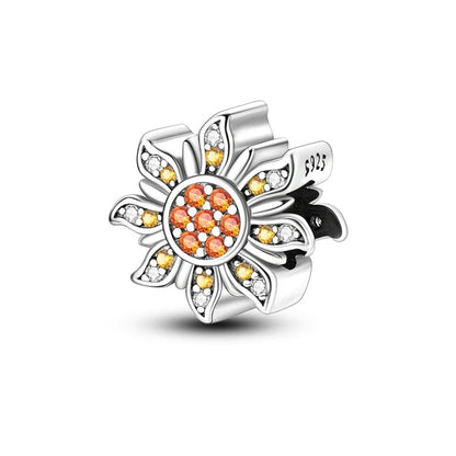 925 Sterling Silver Golden Sunflowers Heart Charms Pure Ember pandora style 