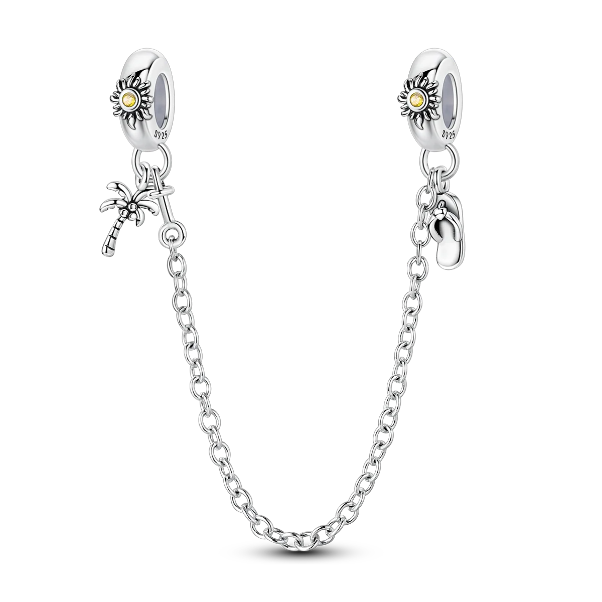 pandora sea collection saftey cuff with palm tree and thong sandal sterling silver 