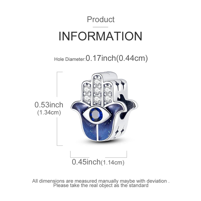 Charms 925 Sterling Silver Blue Palms Bead Pendant Jewellery Pure Ember