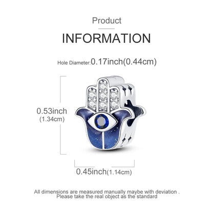 Charms 925 Sterling Silver Blue Palms Bead Pendant Jewellery Pure Ember