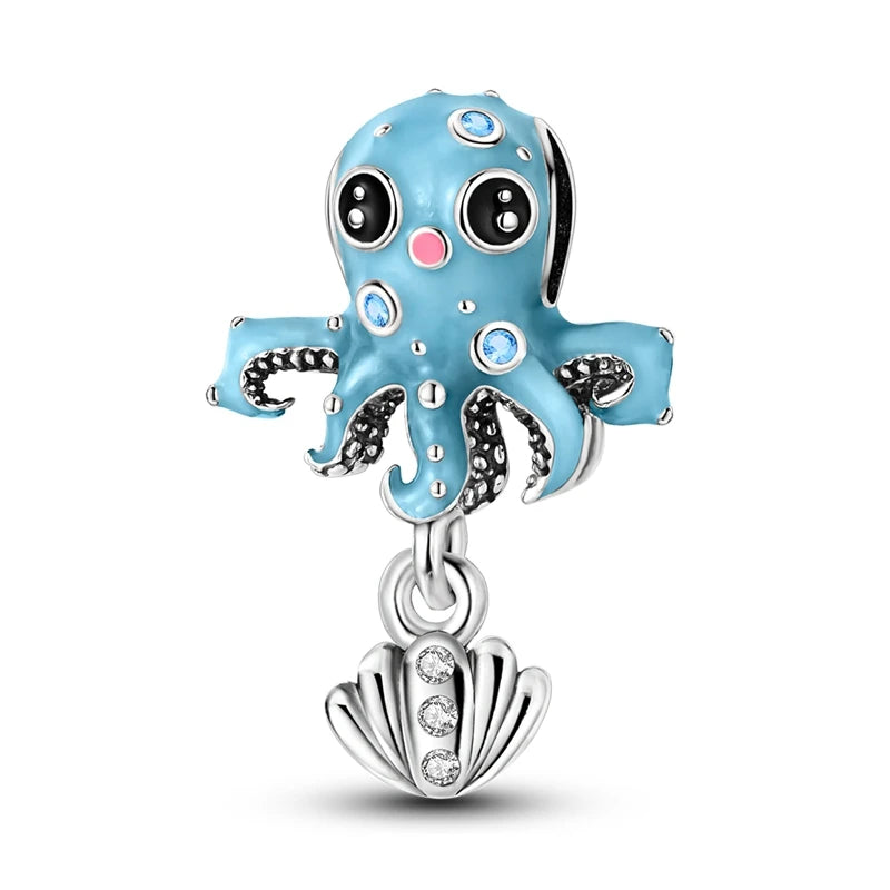 pandora sea collection octopus with a seashell dangling sterling silver 