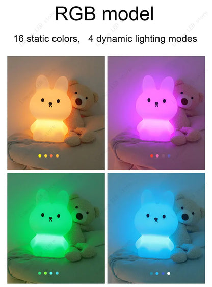 RGB model with 16 static colors and 4 dynamic lighting modes on a white background.
