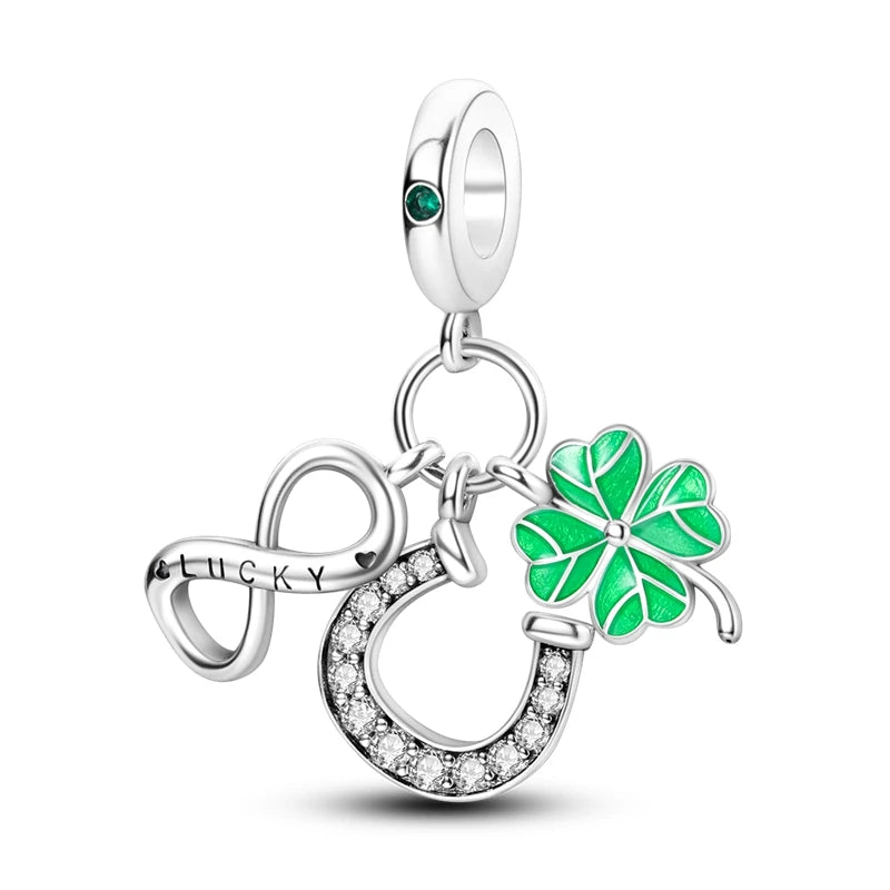 925 Sterling Silver Charms Beads Butterfly Clover Pendant