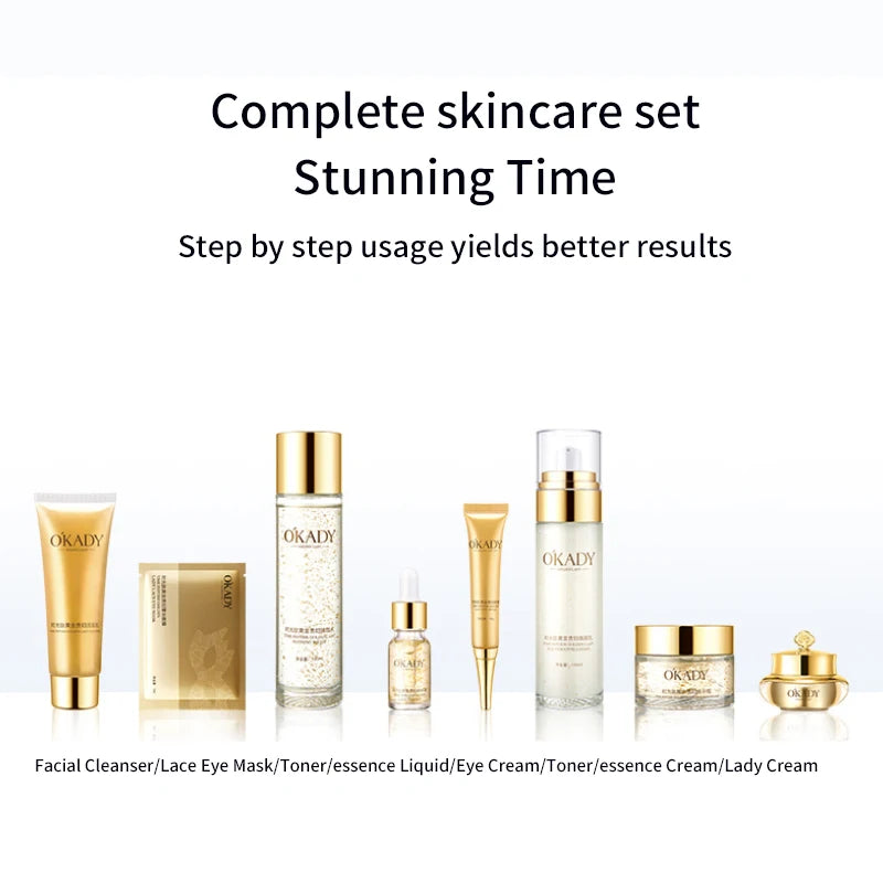 Oppe Time Peptide Gold Lady 10 Piece Set Hydrating Skin Care Set Box Moisturizing Repair Cosmetics Brightening Skin Nourishing Skin Unisex Sensitive Skin Suitable Deep Hydrating Gift Box Pure Ember