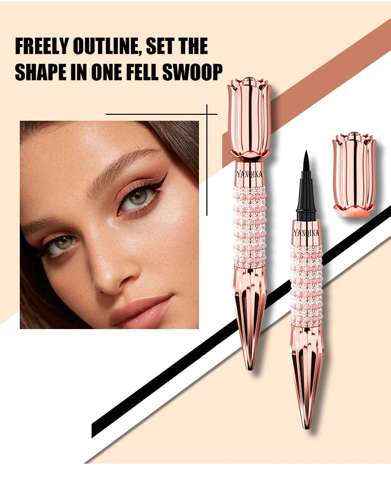 Liquid Eyeliner Pen Waterproof Black Long-Lasting Eye Liner Pencil Thick Quick-Dry Cosmetics Makeup Tool Pure Ember