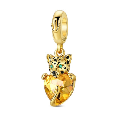 Gold Series DIY Charms Beads Inlaid Zirconium Sun Leopard Pendants Pure Ember