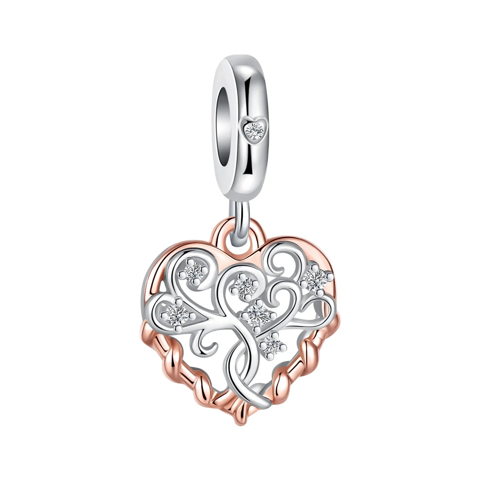 Rose Gold Charms Snowflake, Heart, Fish Pendants Pure Ember