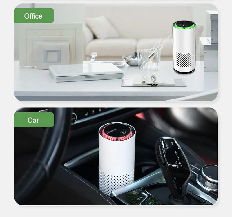 Air purifier in office and car settings